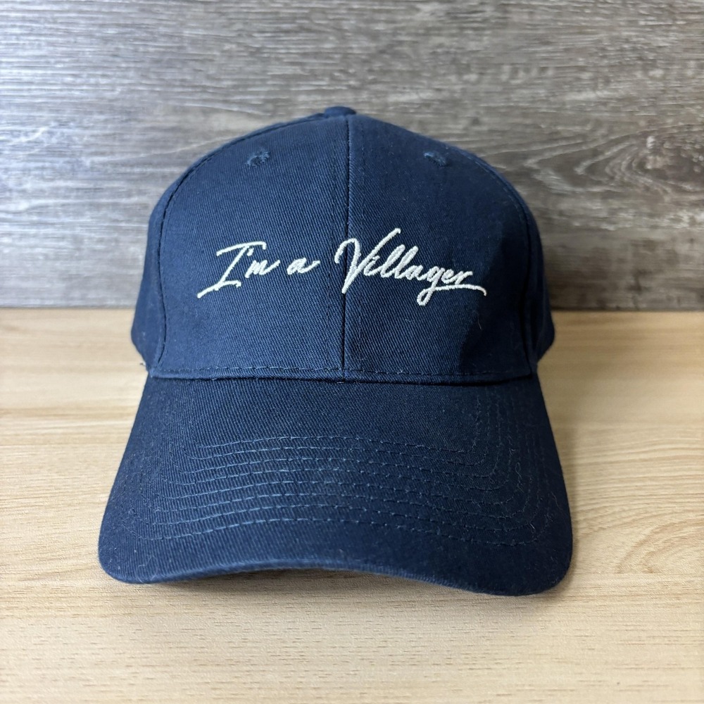 Im a Villager Hat Cap Strap Back Navy Blue Embroidered Slogan Mens Port Company